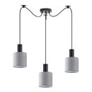 SE21-BL-4-BL3-SH2 ADEPT TUBE Black Pendant Grey Fabric Shade+