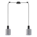 SE21-BL-4-BL2-SH2 ADEPT TUBE Black Pendant Grey Fabric Shade+