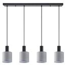 SE21-BL-4-4BL-SH2 ADEPT TUBE Black Pendant Grey Fabric Shade+