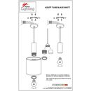 SE21-BL-4-BL6-SH2 ADEPT TUBE Black Pendant Grey Fabric Shade+