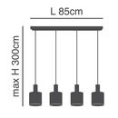SE21-NM-4-4NM-SH2 ADEPT TUBE Nickel Matt Pendant Grey Fabric Shade+
