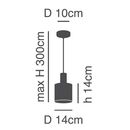 SE21-NM-4-SH2 ADEPT TUBE Nickel Matt Pendant Grey Fabric Shade+