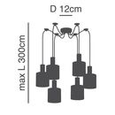 SE21-NM-4-NM6-SH2 ADEPT TUBE Nickel Matt Pendant Grey Fabric Shade+