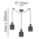 SE21-NM-4-NM3-SH2 ADEPT TUBE Nickel Matt Pendant Grey Fabric Shade+