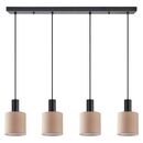 SE21-BL-4-4BL-SH3 ADEPT TUBE Black Pendant Brown Fabric Shade+