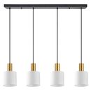 SE21-GM-4-4BL-SH1 ADEPT TUBE Gold Matt Pendant White Fabric Shade+