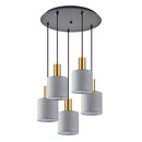 SE21-GM-4-5BL-SH2 ADEPT TUBE Gold Matt Pendant Grey Fabric Shade+