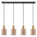 SE21-GM-4-4BL-SH3 ADEPT TUBE Gold Matt Pendant Brown Fabric Shade+