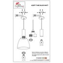 SE21-BL-4-BL3-MS2 ADEPT TUBE Black Pendant Black Metal Shade+