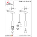 SE21-GM-4-BL3 ADEPT TUBE Gold Matt Pendant+