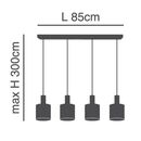 SE21-NM-4-4BL-SH123 ADEPT FLEX Nickel Matt Pendant White, Grey, Brown Fabric Shade+
