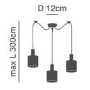 SE21-NM-4-BL3-SH12 ADEPT FLEX Nickel Matt Pendant White, Grey, Brown Fabric Shade+