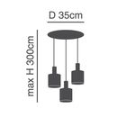SE21-NM-4-3BL-SH123 ADEPT FLEX Nickel Matt Pendant White, Grey, Brown Fabric Shade+