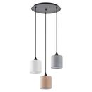 Se21-bl-b10-3bl-Sh123 Adept Flex  White, Grey, Brown Fabric Shade Pendant+