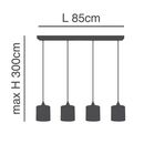 Se21-bl-b10-4bl-Sh123 Adept Flex White, Grey, Brown Fabric Shade Pendant+