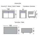 Arizona set Σαλόνι Κήπου Alu: 2θέσιος +2 Πολυθρόνες +Τραπέζι Wicker Grey Brown- Μαξ.ανθρακί