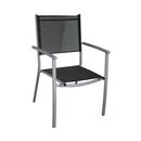 Plaza Πολυθρόνα Dining Αλουμίν.silver/textilene Μαύρο