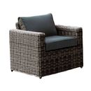 Arizona Πολυθρόνα Καθιστικού Κήπου Alu, Wicker Grey Brown, Μαξιλάρια Ανθρακί