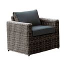 Arizona Πολυθρόνα Καθιστικού Κήπου Alu, Wicker Grey Brown, Μαξιλάρια Ανθρακί