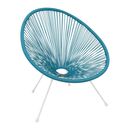 Acapulco Πολυθρόνα Μέταλλο Βαφή Άσπρο, Rattan Μπλε