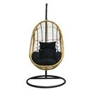 Salsa Κρεμαστή Πολυθρόνα, Wicker Φυσικό, Μέταλλο Βαφή Μαύρο, Μαξιλάρι Μαύρο