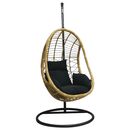 Salsa Κρεμαστή Πολυθρόνα, Wicker Φυσικό, Μέταλλο Βαφή Μαύρο, Μαξιλάρι Μαύρο