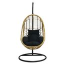 Salsa Κρεμαστή Πολυθρόνα, Wicker Φυσικό, Μέταλλο Βαφή Μαύρο, Μαξιλάρι Μαύρο
