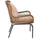 Salsa max Πολυθρόνα Μέταλλο Βαφή Μαύρο, Wicker Φυσικό, Μαξιλάρι Μπεζ