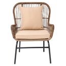 Salsa max Πολυθρόνα Μέταλλο Βαφή Μαύρο, Wicker Φυσικό, Μαξιλάρι Μπεζ