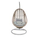 Macan-ii Κρεμαστή Πολυθρόνα, Wicker Grey-White, Μέταλλο Βαφή Άσπρο, Μαξιλάρι Γκρι