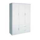Closet Ντουλάπα Τετράφυλλη, 5 Ράφια, 2 Συρτάρια, Θέσεις για Κρεμάστρες, Απόχρωση Άσπρο