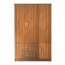 Closet Ντουλάπα Τετράφυλλη, 5 Ράφια, 2 Συρτάρια, Θέσεις για Κρεμάστρες, Απόχρωση Καρυδί