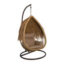 Salsa Tropic Κρεμαστή Πολυθρόνα, Wicker Φυσικό, Μέταλλο Brown, Μαξιλάρι Μπεζ
