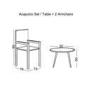 Acapulco set Κήπου - Βεράντας: Τραπέζι + 2 Πολυθρόνες Μέταλλο Μαύρο / Rattan Μαύρο