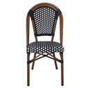 Paris Καρέκλα Bistro Αλουμίνιο Καρυδί, Wicker Μαύρο - Άσπρο, Στοιβαζόμενη