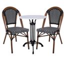 Paris Καρέκλα Bistro Αλουμίνιο Καρυδί, Wicker Μαύρο - Άσπρο, Στοιβαζόμενη