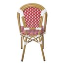 Paris Καρέκλα Bistro Αλουμίνιο Φυσικό, Wicker Άσπρο - Κόκκινο, Στοιβαζόμενη