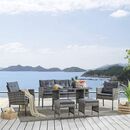 Jockey set Dining Καθιστικό: Τραπέζι+3θέσιος+2 Πολυθρόνες+ 2 Σκαμπό, Μέταλλο, Wicker Γκρι