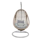 Macan-ii Κρεμαστή Πολυθρόνα, Wicker Grey-White, Μέταλλο Βαφή Άσπρο, Μαξιλάρι Γκρι