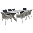 Alley set Τραπεζαρία Κήπου alu & Rope Grey-Μαξιλ.ανθρακί: Τραπέζι 220x94 + 8 Πολυθρόνες