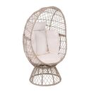 Crown Πολυθρόνα Egg, Wicker Μπεζ, Μαξιλάρι Άσπρο