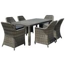 Esperia set Τραπεζαρία Κήπου Alu,wicker Grey Brown-Ανθρακί: Τραπέζι 180x90 + 6 Πολυθρόνες