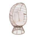 Crown Πολυθρόνα Egg, Wicker Μπεζ, Μαξιλάρι Άσπρο