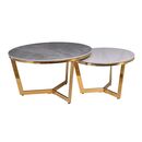 Otto set 2 Τραπεζάκια Σαλονιού , Χρώμιο Χρυσό, Sintered Stone Grey-White Marble