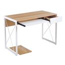 Unit Γραφείο Η/υ, Μέταλλο Βαφή Άσπρο, Melamine Απόχρωση Sonoma