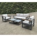 Marilian set Σαλόνι Κήπου, 5τεμ, Μέταλλο Βαφή Ανθρακί, Μαξιλάρια Γκρι