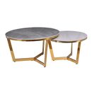 Otto set 2 Τραπεζάκια Σαλονιού , Χρώμιο Χρυσό, Sintered Stone Grey-White Marble