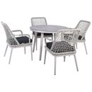 Central set Τραπεζαρία Κήπου alu & Rope Grey-Μαξιλ.ανθρακί: Τραπέζι Φ100cm + 4 Πολυθρόνες