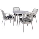 Central set Τραπεζαρία Κήπου alu & Rope Grey-Μαξιλ.ανθρακί: Τραπέζι Φ100cm + 4 Πολυθρόνες