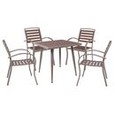 Serrano set Κήπου: Τραπέζι + 4 Πολυθρόνες, Μέταλλο Βαφή Sand Beige, Polywood Καρυδί